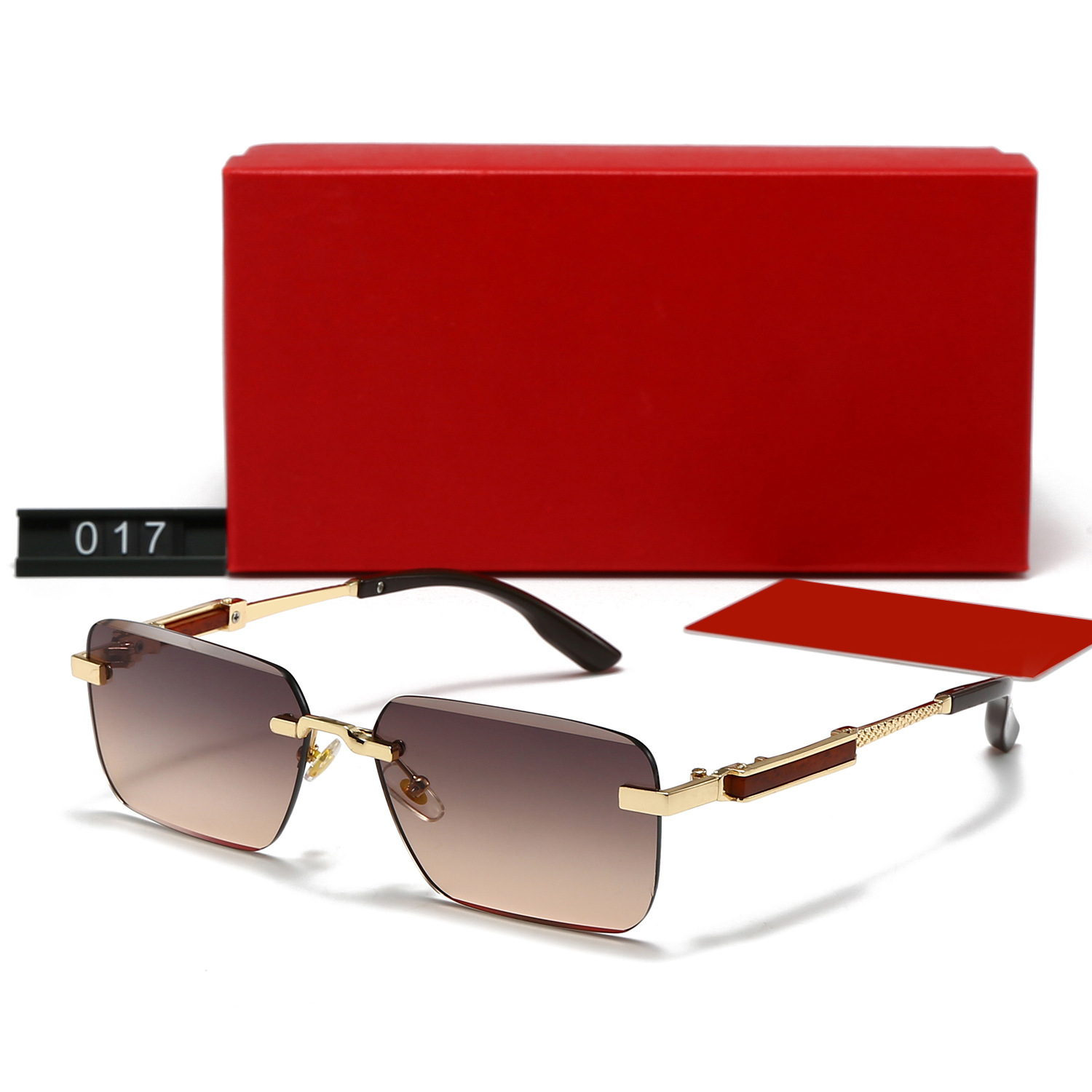 Luxury Rimless Rectangle Sunglasses for Men Women UV400 Anti-glare Classic Metal Frame Sun Glasses for Daily Wear Outdoor Vacation