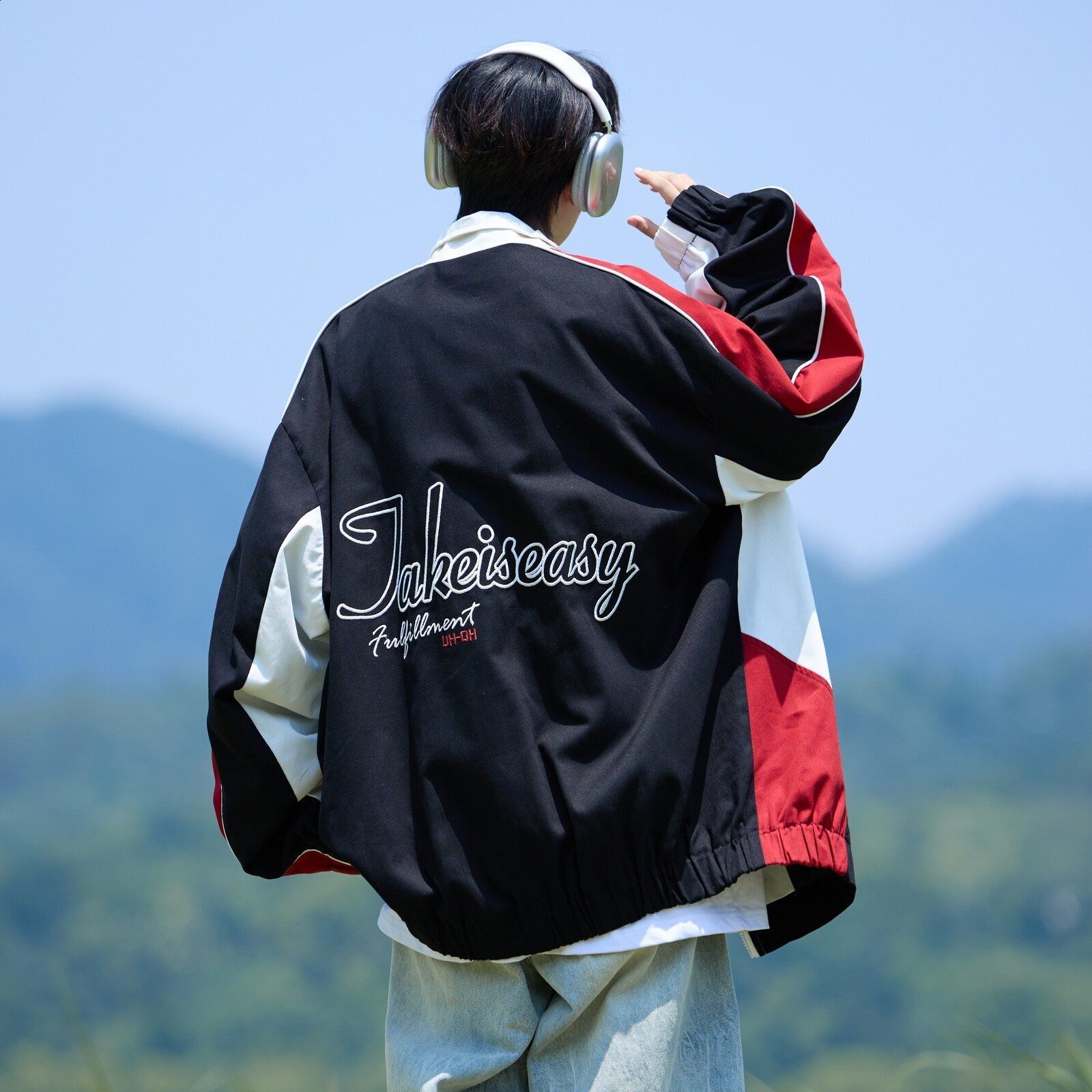 American Vintage Motorcycle Racing Jacket Men Women Punk Cool Embroidery Coat Spring Summer Black Red Punk Jacket Thin 250823