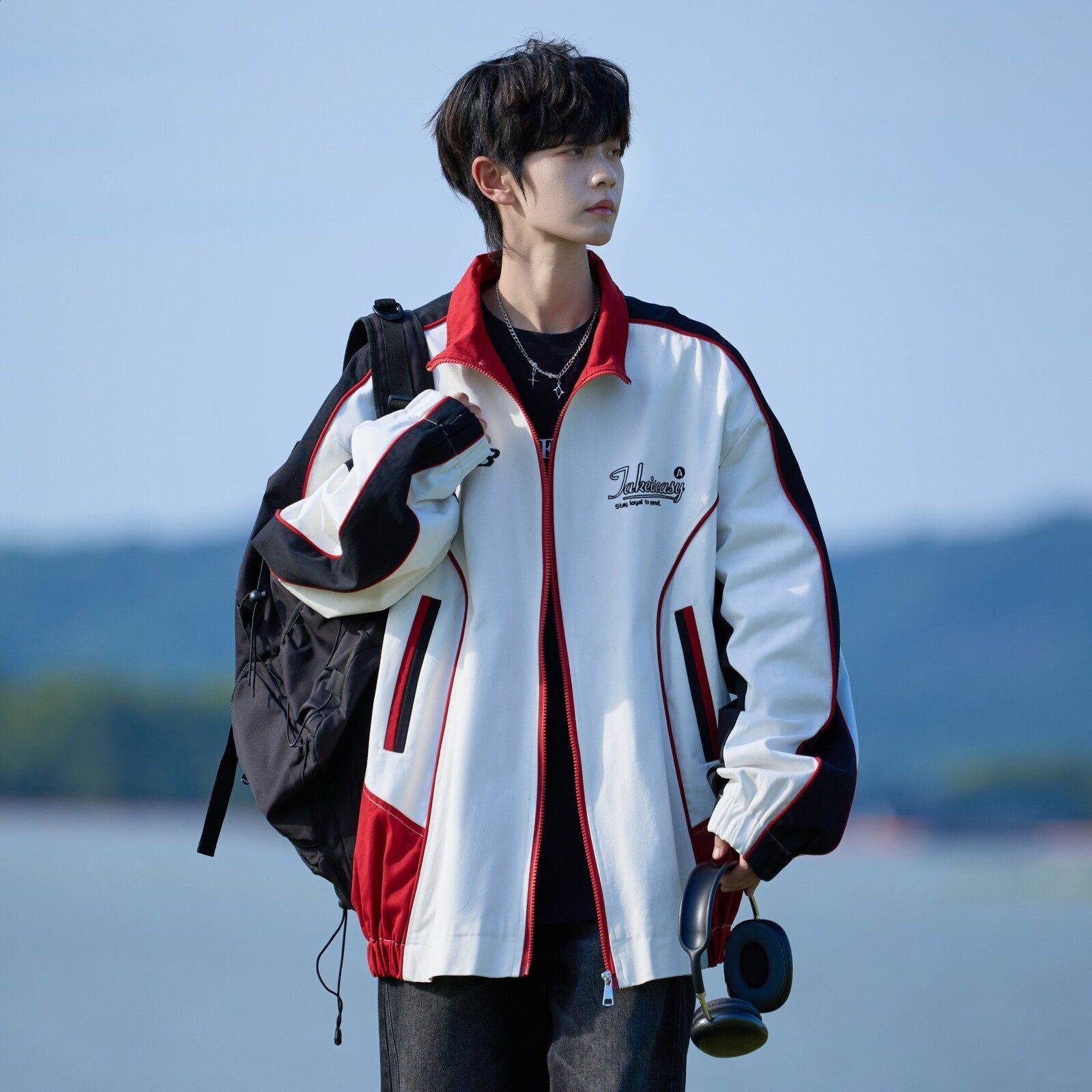 American Vintage Motorcycle Racing Jacket Men Women Punk Cool Embroidery Coat Spring Summer Black Red Punk Jacket Thin 250823