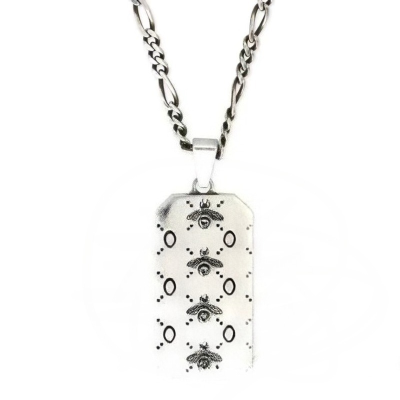 Designer Bee Necklace Retro S925 Silver Plated Pendant Necklace Hip Hop Necklace Bracelet Set for Women Men Vintage Tarnished Necklace Jewelry Gift Premium Quality