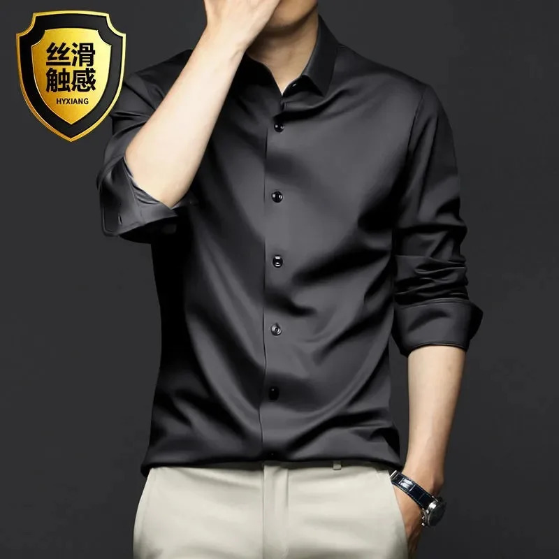 Mens White Shirt Long Sleeve Non iron Business Dress Slim Fit Korean Version Professional Work White Casual Mens Suit Shirt 260615BJ - view 3