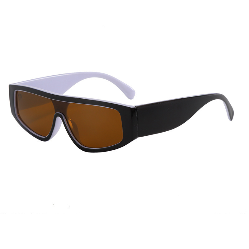 Luxury Designer Shield Square Sunglasses Unisex, Glossy Black Thick Wide Temple Frame, Solid Black Lens UV400 Shades For Y2K Street Party Hip Hop Fash - view 8