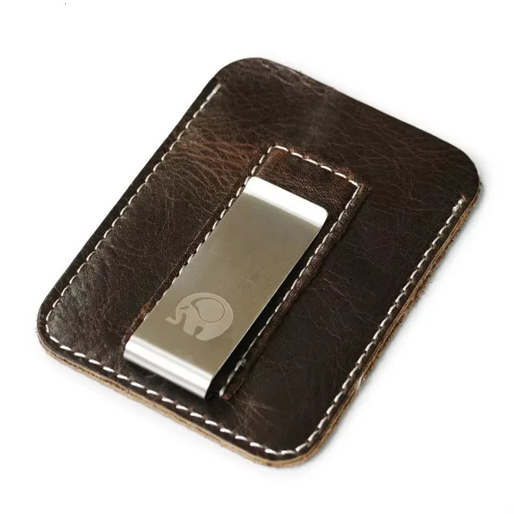 Fermasoldi In Vera Pelle Porta Carte Di Credito Porta Carte Da Uomo In Metallo …