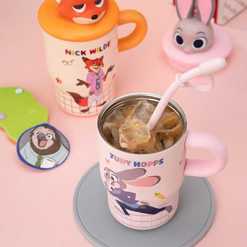 Zootopia Mini Ice Cup for Girls Cute and Stylish Straw Cup Portable Car-Mounted Judy Thermos Cup L260616