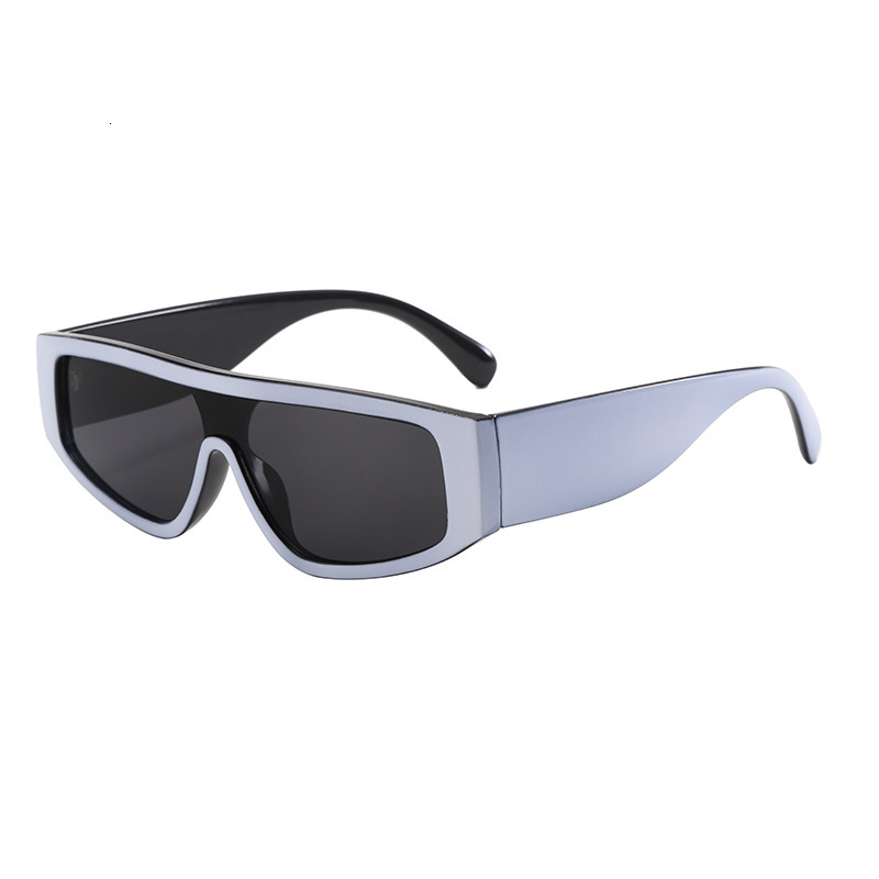 Luxury Designer Shield Square Sunglasses Unisex, Glossy Black Thick Wide Temple Frame, Solid Black Lens UV400 Shades For Y2K Street Party Hip Hop Fash - view 4