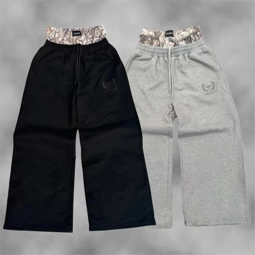 Mens Y2K Retro Sports Pants Double Cuffs Embroidered Camouflage Pattern Unisex Loose Pants Wide Leg Pant Fashion Hip Hop Street 260715 - view 5