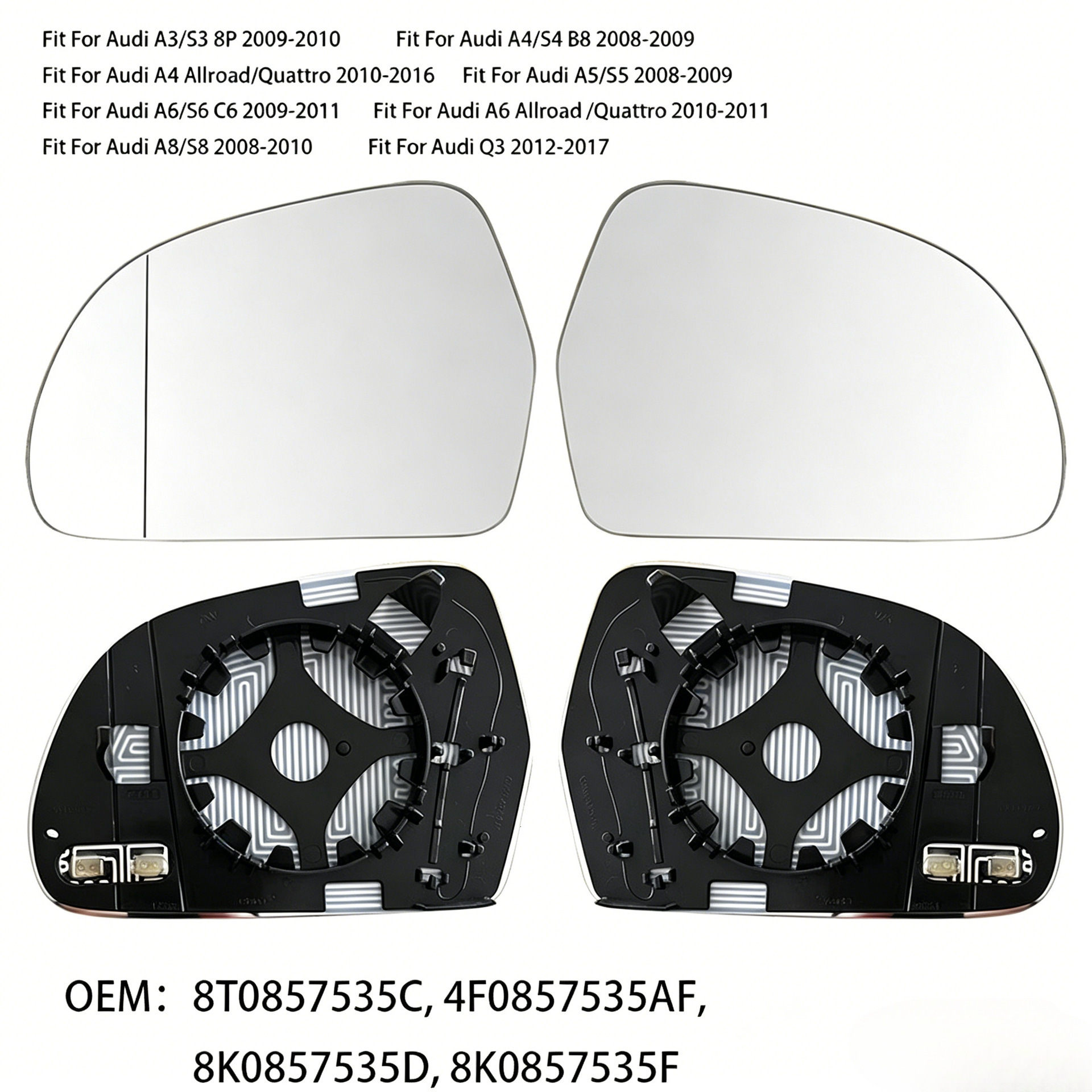 8T0857535C, 4F0857535AF are suitable for 2012-2018 Audi A6L C7 rearview mirror lenses