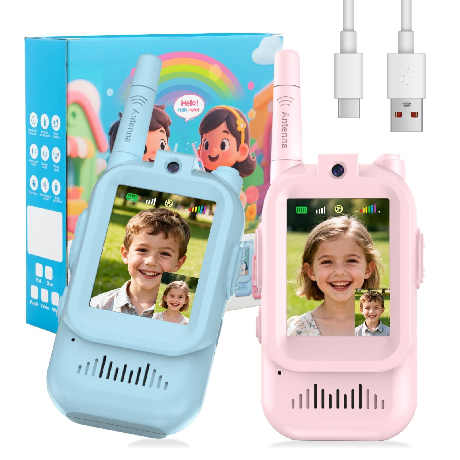 Kids Walkie Talkie Rechargeable 600mAh 3km Radio Transceiver Interphone Children Toys Birthday Gifts For Boys Girls 260317
