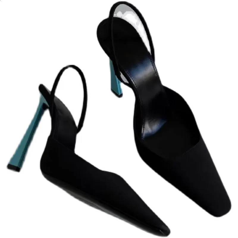 Spring and summer pointed small square head back trip with silk single shoes thin high-heeled banquet dress womens sandals 260616 - view 6
