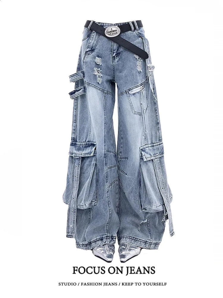 Black Jean American Style Y2K 90S Vintage High Waisted Jean Straight Trouser Streetwear Casual Loose Wide Leg Denim Pants y260611 - view 3