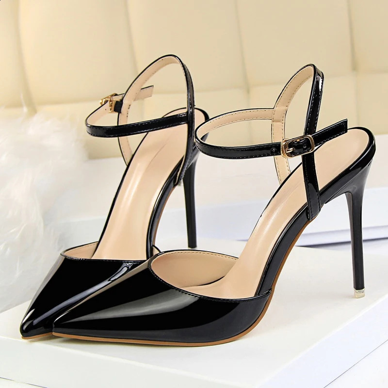 Fashion Buckle Strap Pumps Women Sexy Pointed Toe Shallow High Heels Sandals Prom Wedding Party Stripper Shoes Tacones Mujer 260625 - view 5