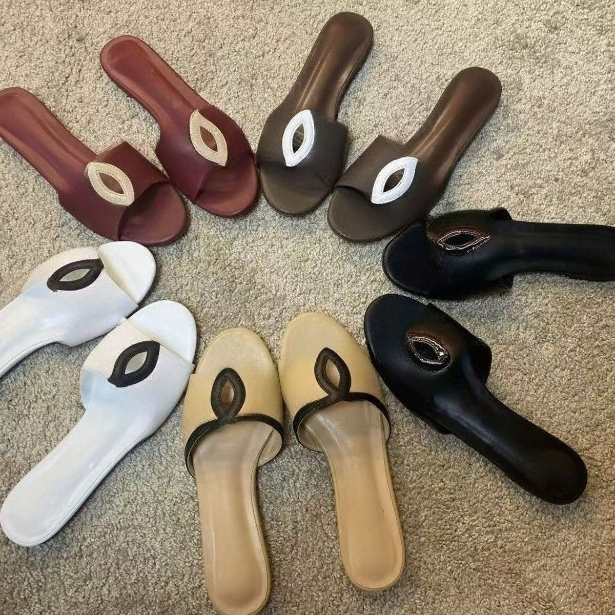 CC Camellia Luxury Designer Shoes Women Fashion Open Toe Slide Sandals Soft Leather Flat Slippers Casual Outdoor Beach Summer Slip On Shoes Multiple Colors Size 35-40