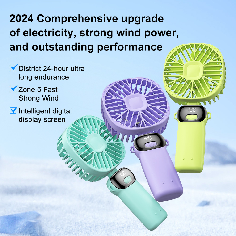 Digital Display Handheld Air Device 4000mAh Long Lasting Silent Outdoor Cool Gadget