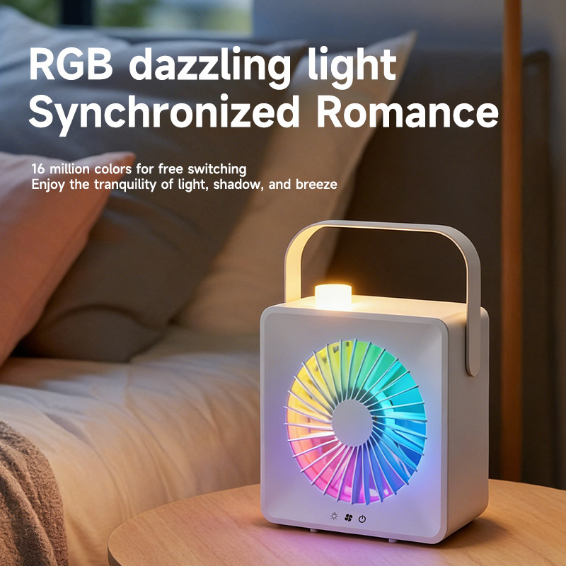 Ambient Light Desktop Fan 5 Speed Dual Power Home Cooler