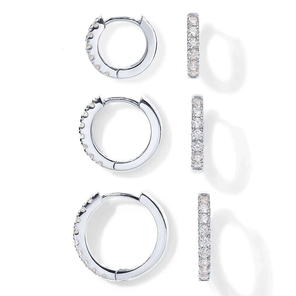 18K Plated 925 Sterling Silver Post 3-Pair Small Gold Earrings Set Mini Cartilage Helix Huggie Hoop Pack for Women Men 8mm 10mm 12mm - view 6