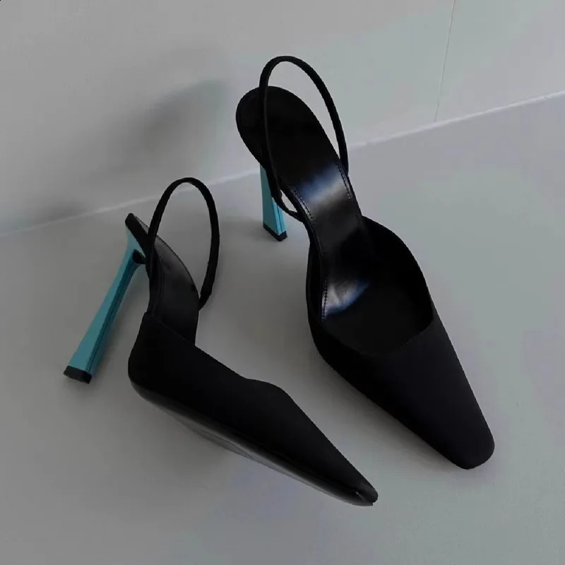 Spring and summer pointed small square head back trip with silk single shoes thin high-heeled banquet dress womens sandals 260616 - view 4