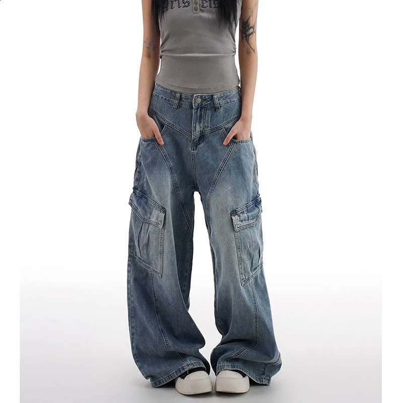 Korean Retro Lady High Waist Jeans Female Streetwear Baggy Denim Trouser Comfortable Straight Leg Pants y260615 - view 3
