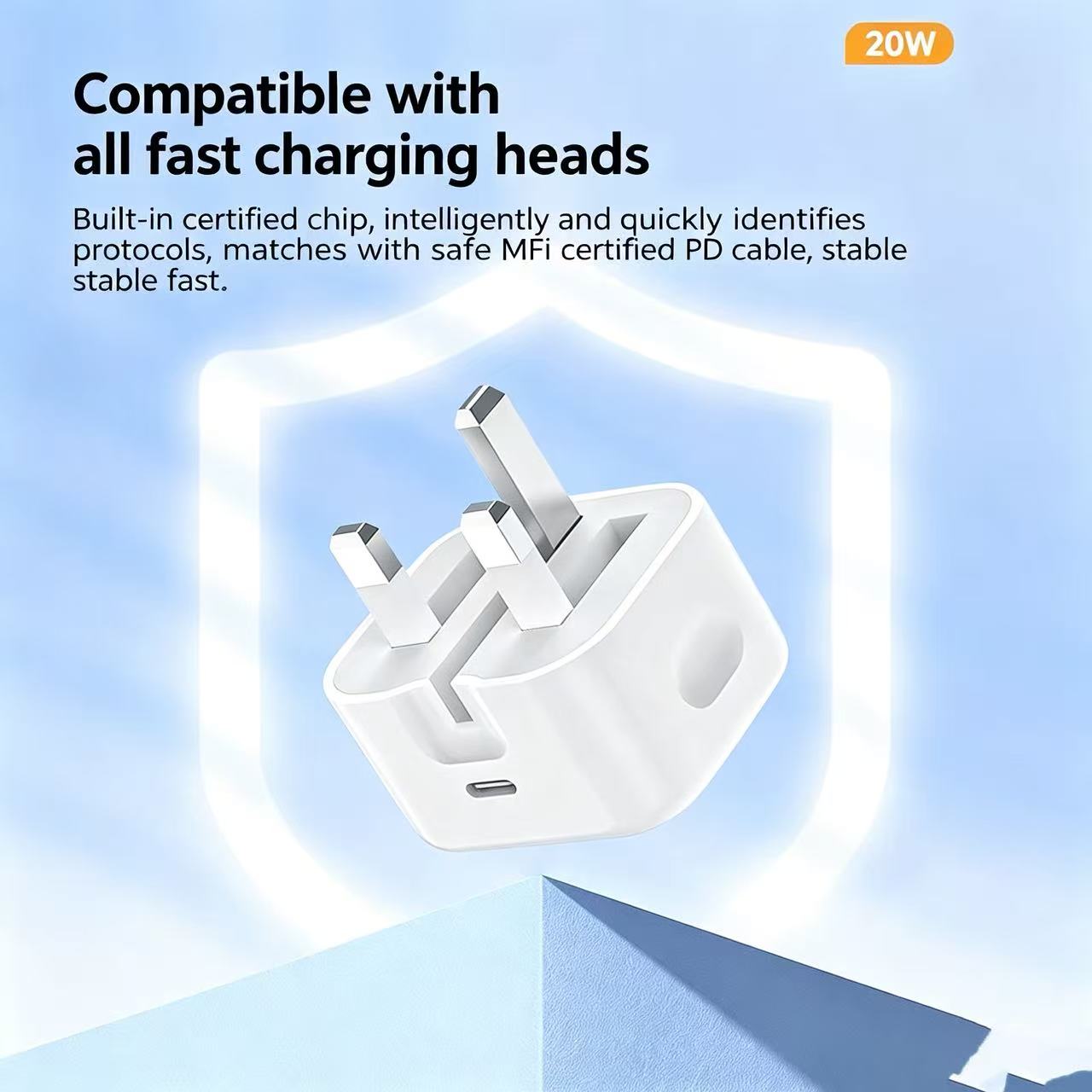 UK Standard Plug 25W USB-C Power Delivery Rapid Charging Adapter for Apple Devices - view 5