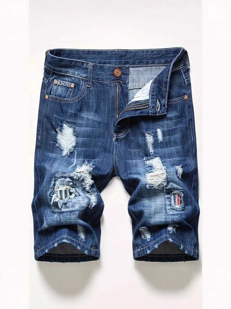 New Summer Mens Italian Street Denim Jeans Mens Light Blue Straight Denim Shorts Fashion Casual Jeans X260526