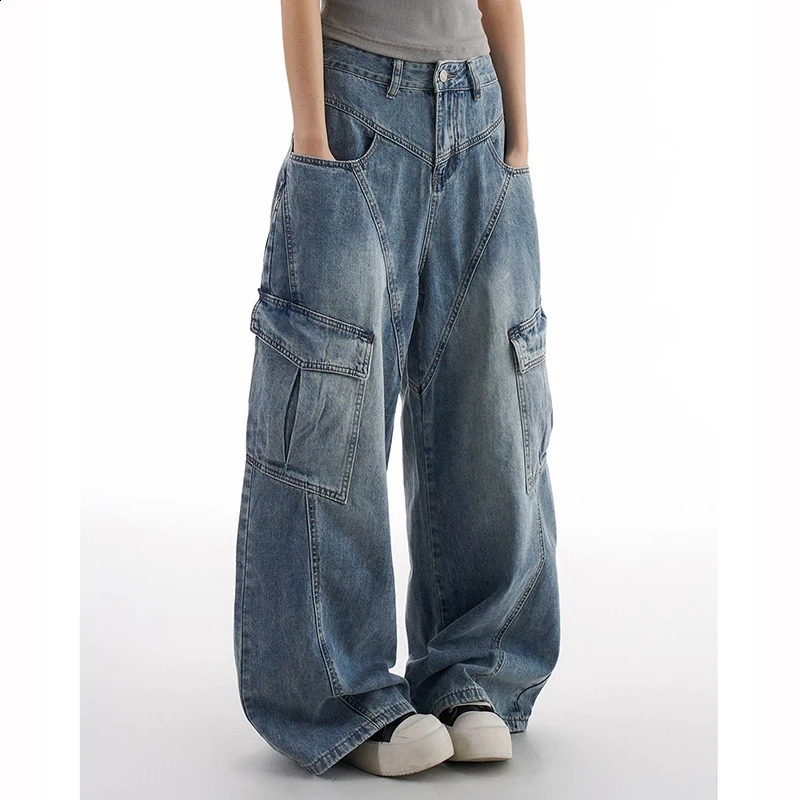 Korean Retro Lady High Waist Jeans Female Streetwear Baggy Denim Trouser Comfortable Straight Leg Pants y260615 - view 6