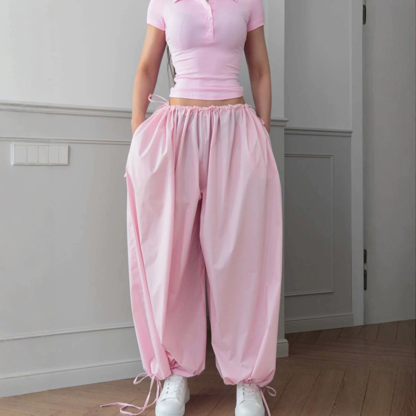 Women's Pants Capris Sweetown Cut Out Low Waist Bandage Hippie Joggers Women Y2K Streetwear High Street Baggy Cargo Pants Korean Fashion Techwear