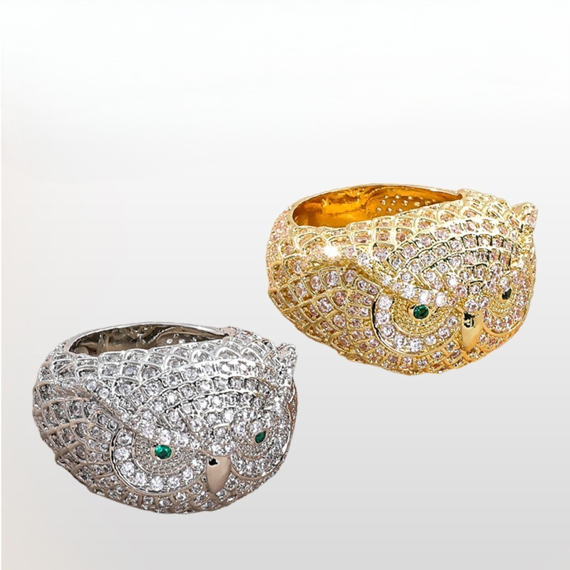 European and American Hip-hop Style Rings and Jewelry Owl-shaped Rings Cuban Micro-set Luxury Finger Rings