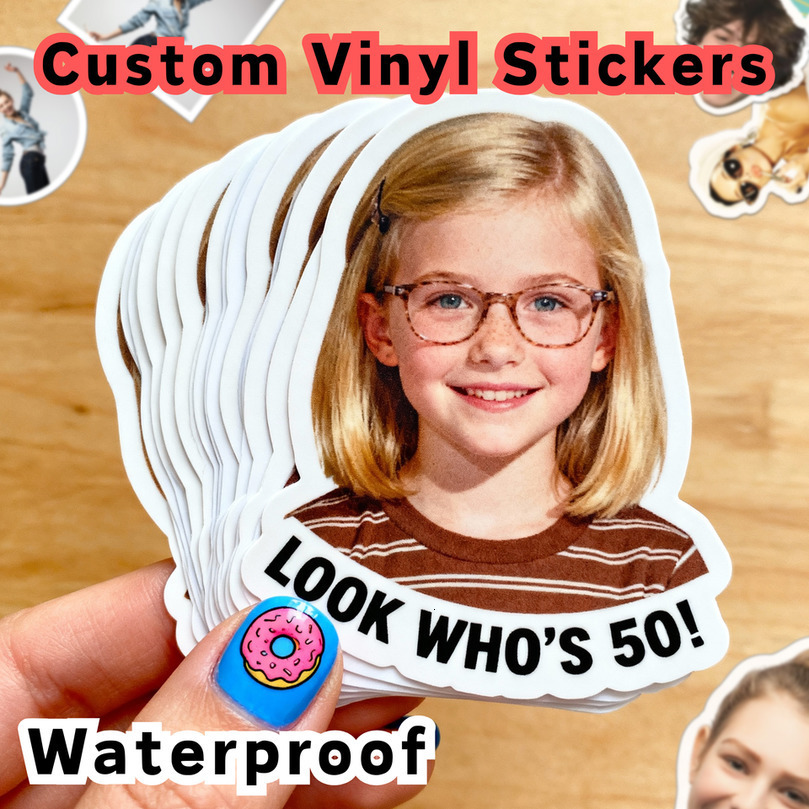 Custom Stickers PVC Waterproof Die Cut Vinyl Face Labels Round Personalized Sticker for Laptop Birthday Party Wedding Business 260615