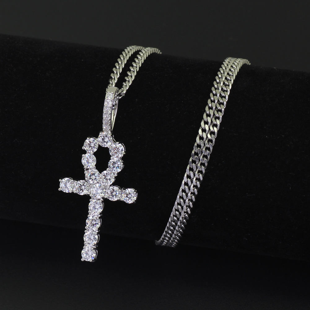 Fashion luxury designer zircon men's simple jewelry casual hip hop shiny 3mm twist chain necklace pendant men creative necklace