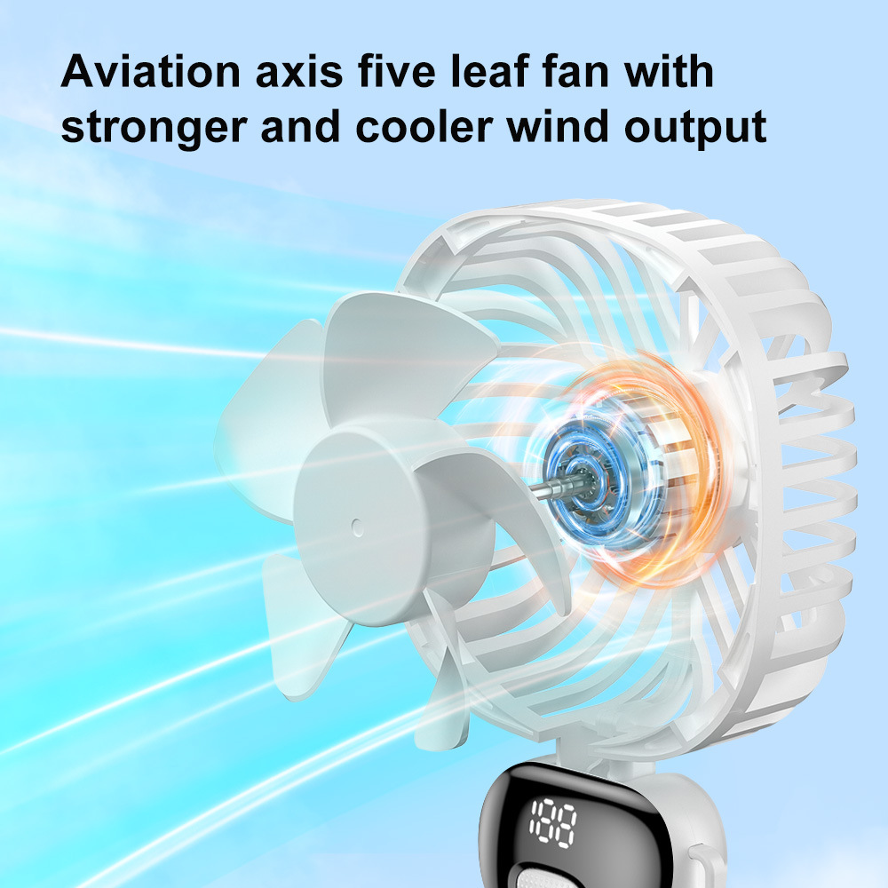 Digital Display Handheld Air Device 4000mAh Long Lasting Silent Outdoor Cool Gadget