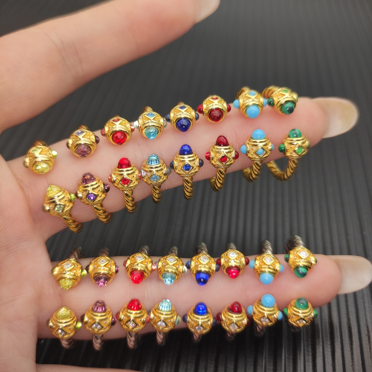 Luxury Vintage Gemstone Ring 2.3mm 18K Gold Plated 925 Silver Cable Open Ring Designer Twisted Ring for Men Women Punk Jewelry with Logo