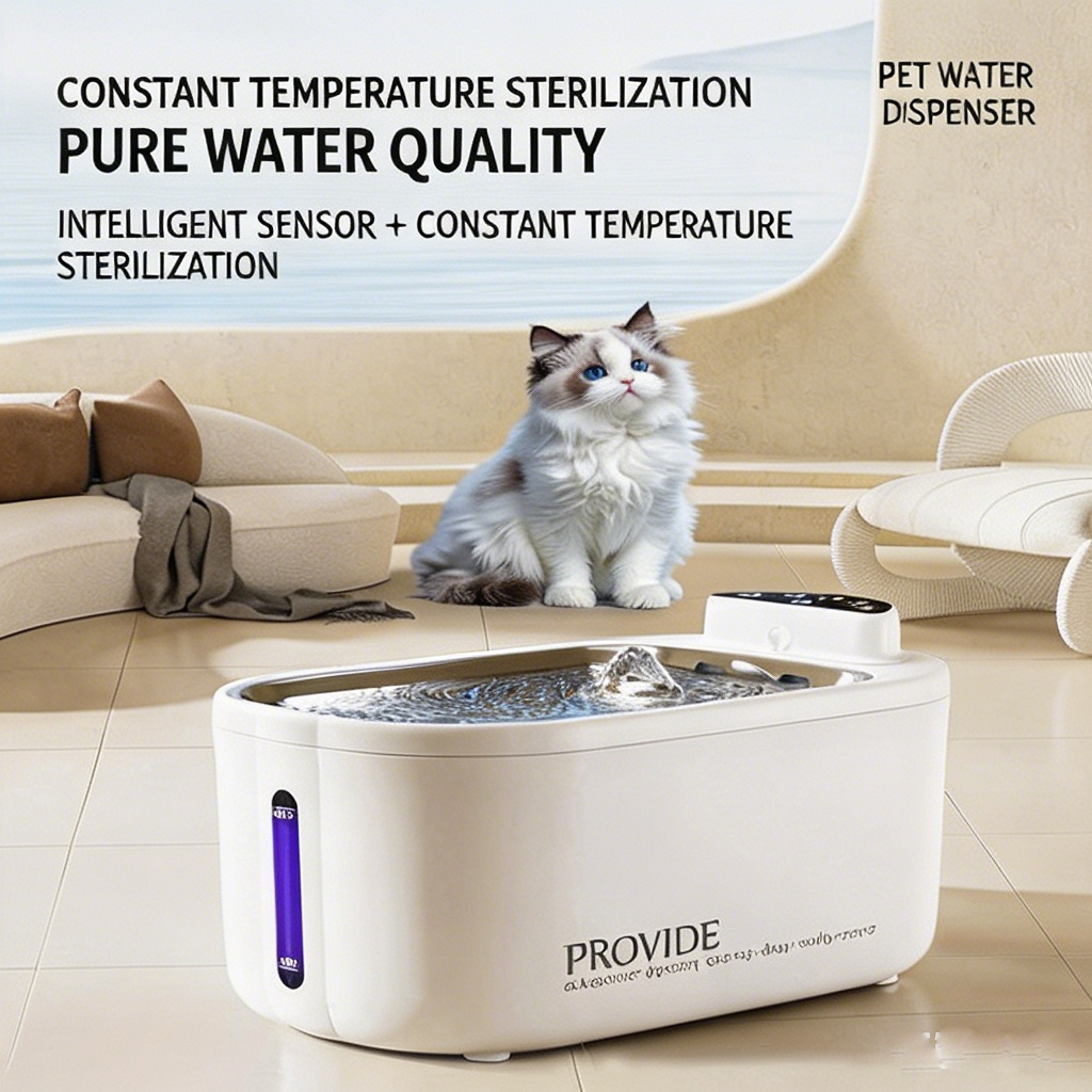 Cat Bowls Feeders Automatic Pet Water Fountain Filter Pump With Constant Temperature 135oz/4L USB 304 Stainless Steel Dispenser Super Mute Drinker Feeder 8689