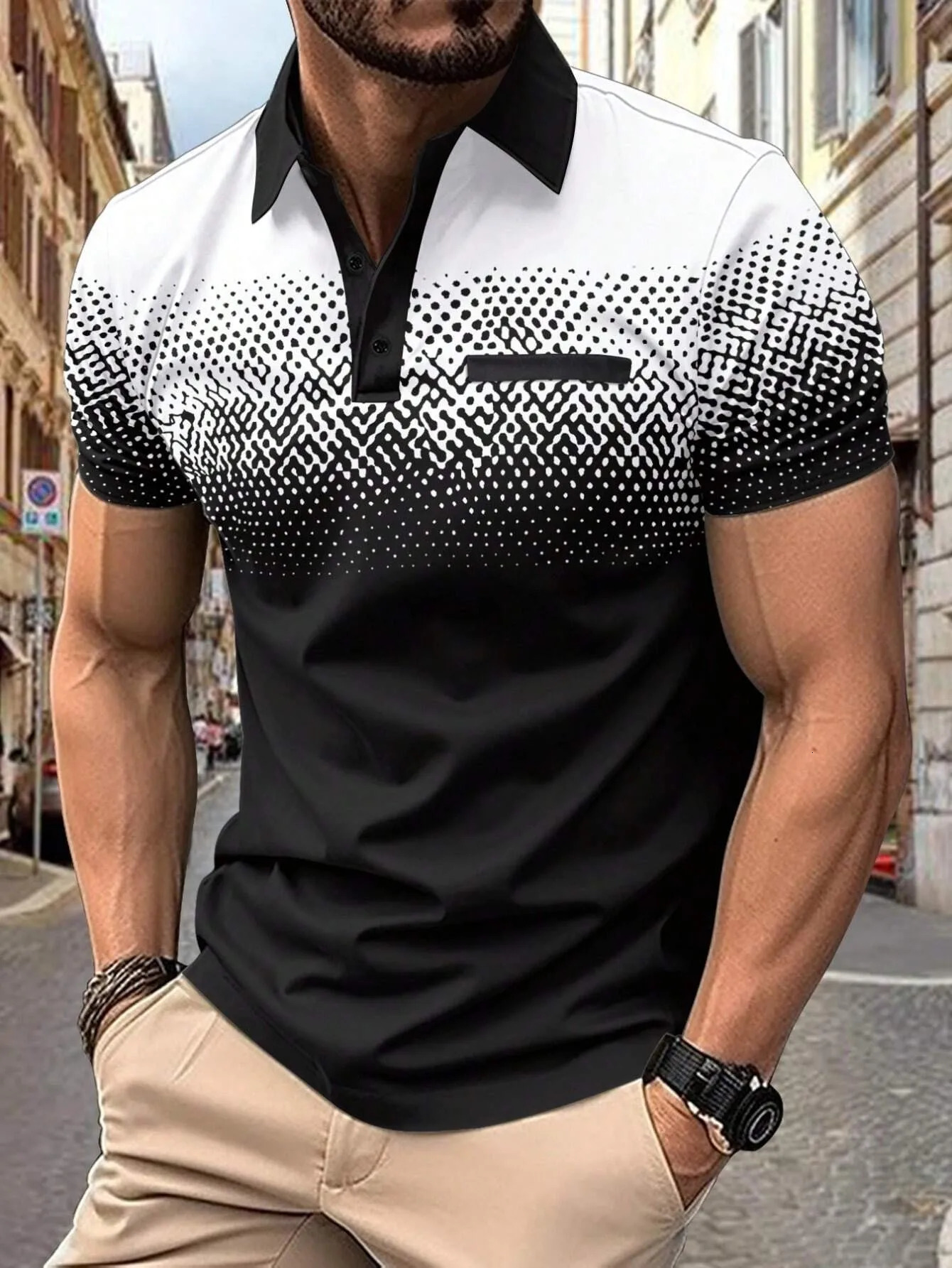 The mens POLO shirt for summer is breathable lightweight casual and fashionable with 3D printing 260615