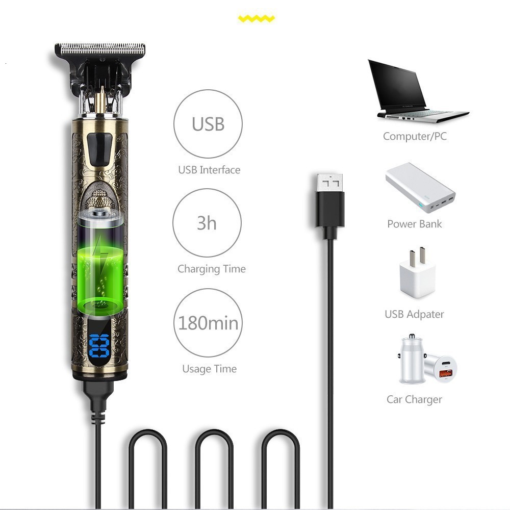 Electric Hair Clipper With LCD Display Oil Head Hair Cutting Machine Hair Beard Trimmer Rechargeable USB Shaver For Men Father T 250527