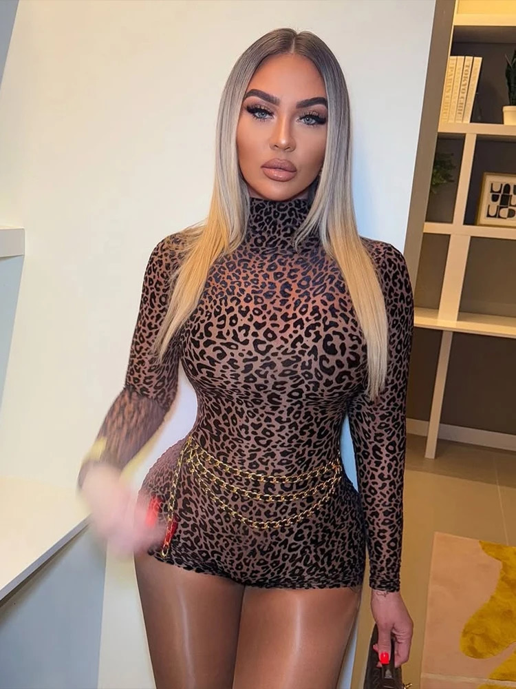 Sisterlinda Spring Release Junior Fashion Sexy High Street Jumpsuits K25Q73871 Girl Leopard CloseFitting HighNecked Rompers 260625 - view 4