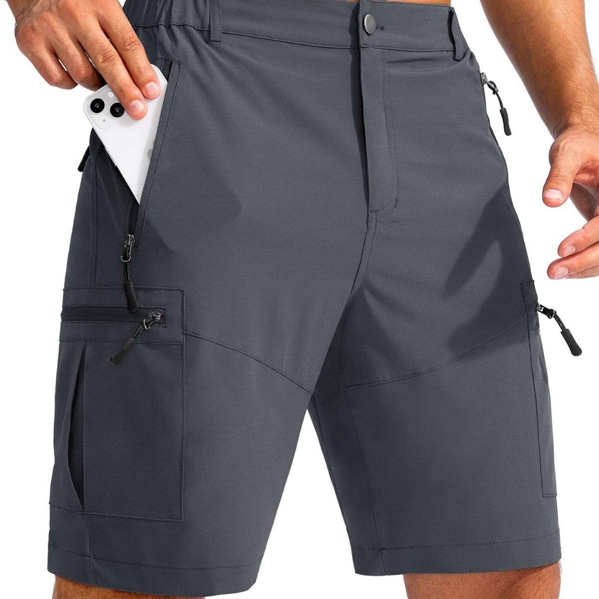 TACVASEN Quick Dry Cargo Shorts Mens Light Work Cargo Shorts Multi Pocket Waterproof Outdoor Hiking Fishing Shorts Mens 241210