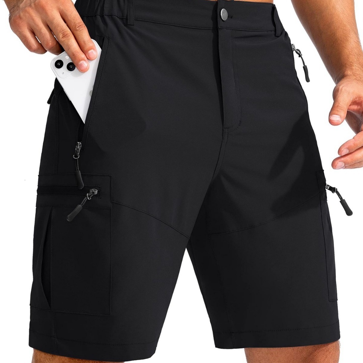 TACVASEN Quick Dry Cargo Shorts Mens Light Work Cargo Shorts Multi Pocket Waterproof Outdoor Hiking Fishing Shorts Mens 241210