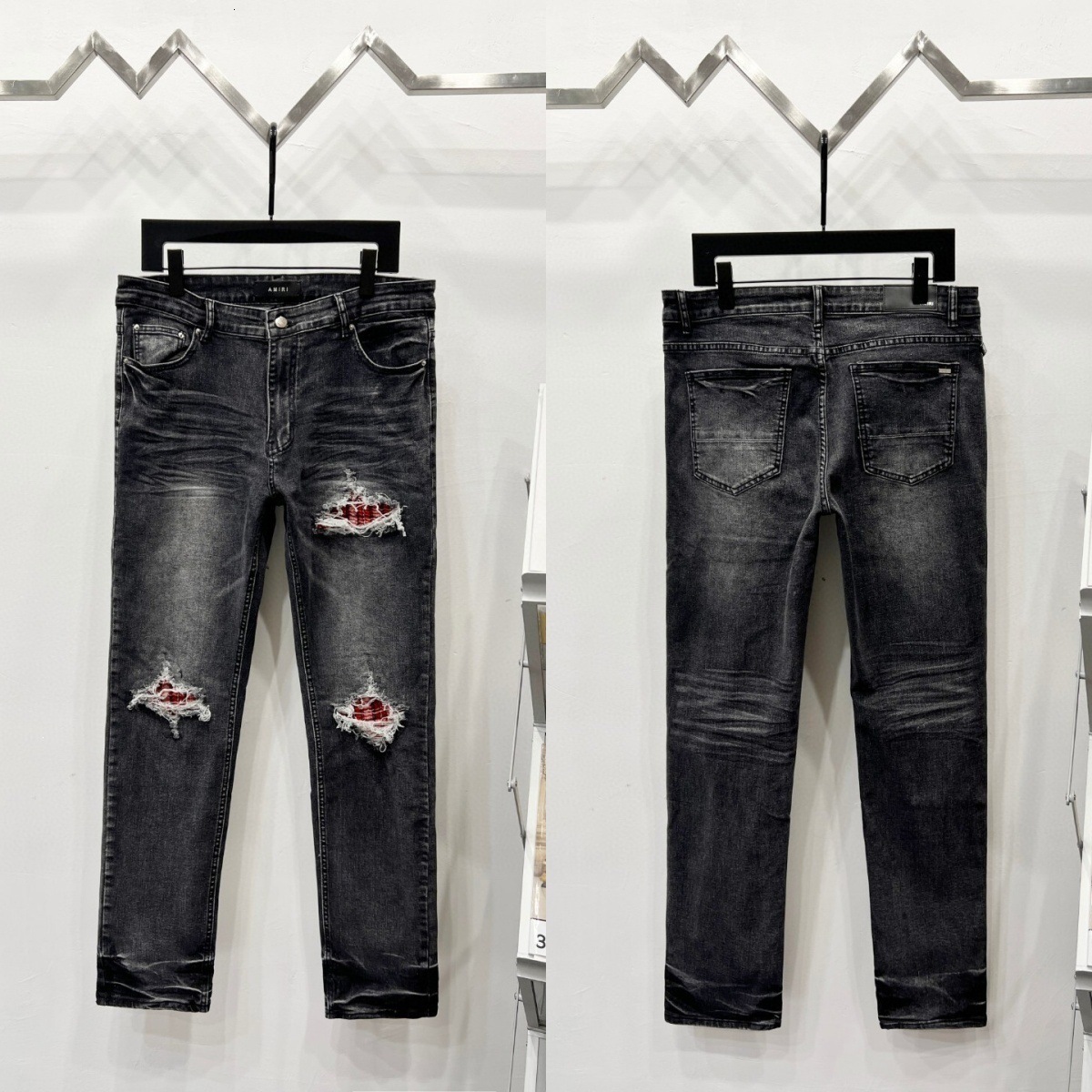 Punk Vintage Rhinestone Embellished Black Jeans Y2k American Style Streetwear Baggy Wide Leg Jeans Men Women Ripped Denim Pants 250305