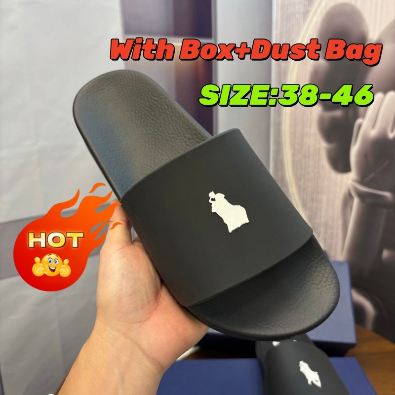 With Box 2026 Designer Fashion Slipper Polos Sliders Slides Sandals Slippers For Men Mule Hot Pool Beach Polo Flip Flops Free Shipping Size 35-46