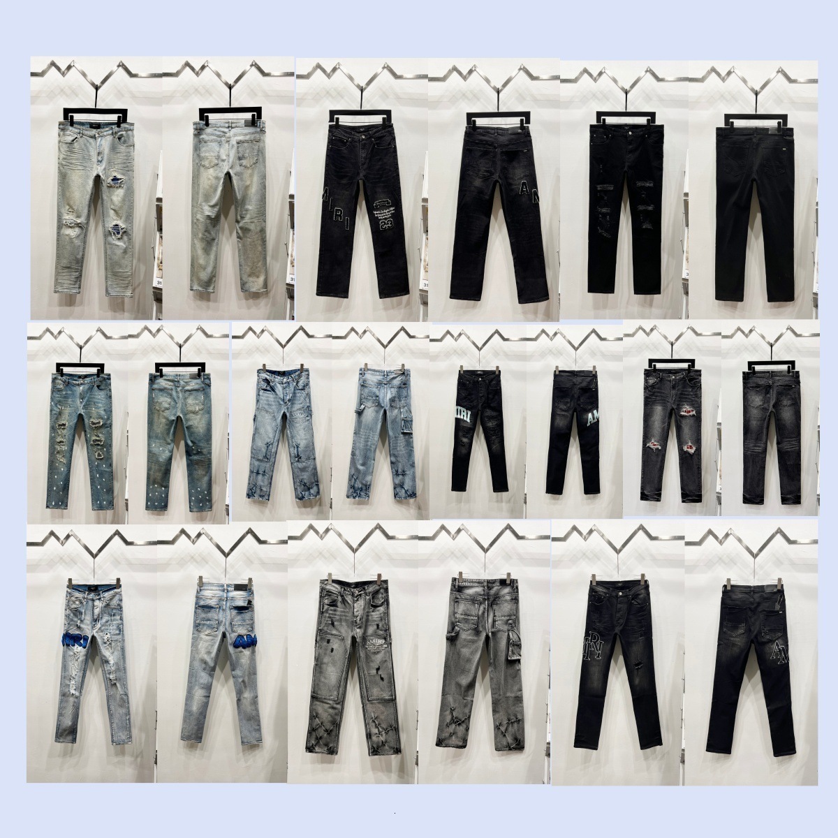 Punk Vintage Rhinestone Embellished Black Jeans Y2k American Style Streetwear Baggy Wide Leg Jeans Men Women Ripped Denim Pants 250305