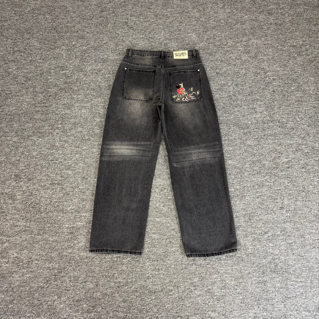 Men's Jeans Creative Volcano Starry Sky Pattern Embroidery High Street Fashion Design Straight Leg Y2K Men Women Hip Hop Streetwear