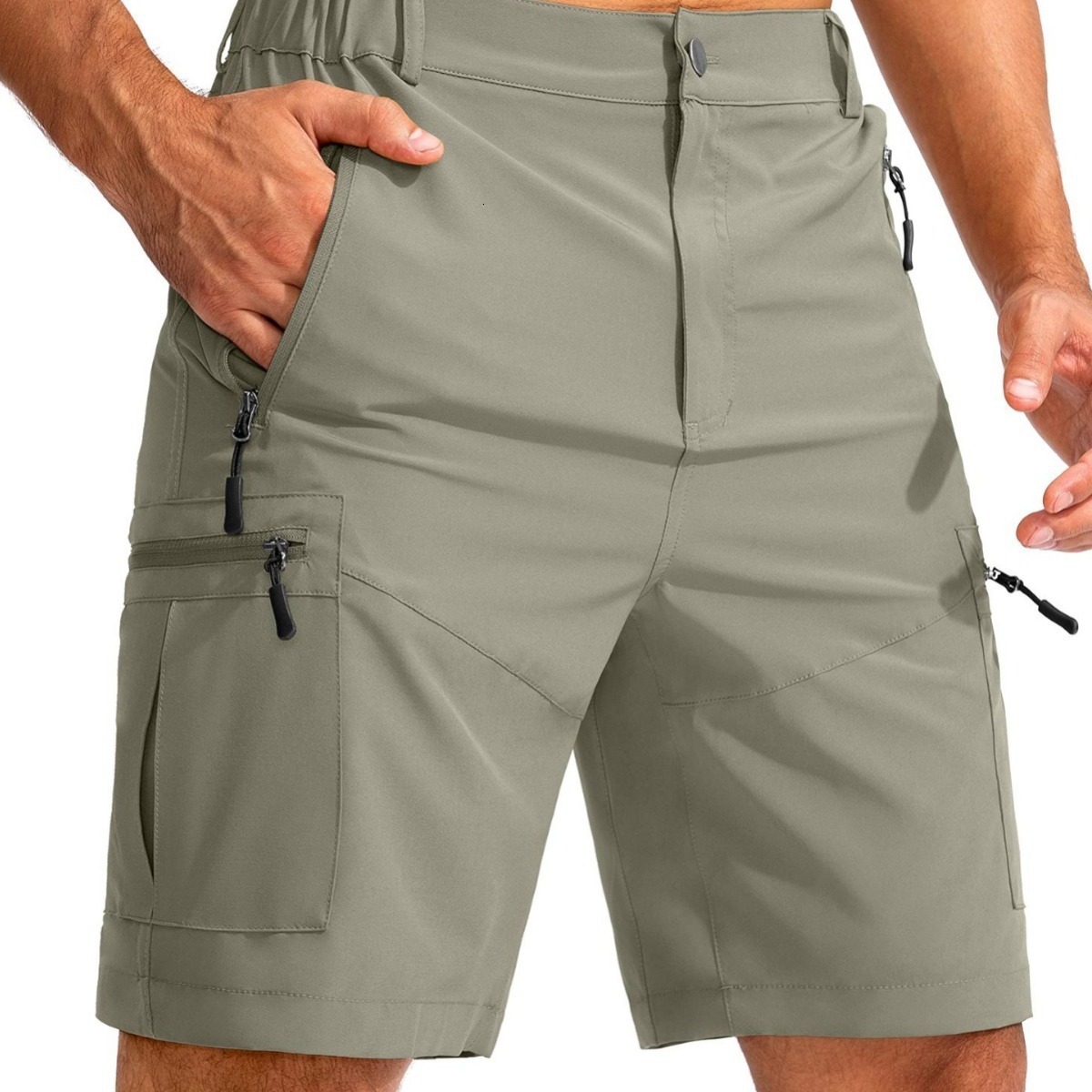 TACVASEN Quick Dry Cargo Shorts Mens Light Work Cargo Shorts Multi Pocket Waterproof Outdoor Hiking Fishing Shorts Mens 241210