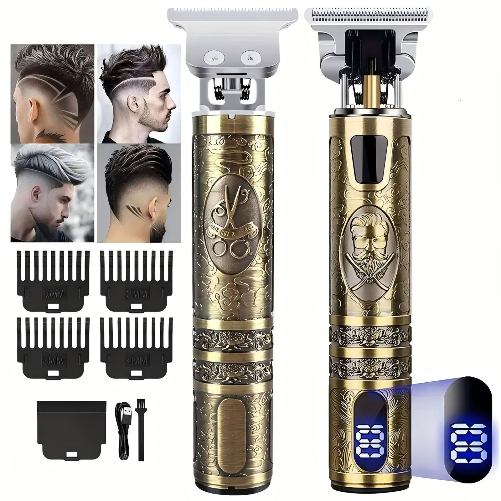 Electric Hair Clipper With LCD Display Oil Head Hair Cutting Machine Hair Beard Trimmer Rechargeable USB Shaver For Men Father T 250527