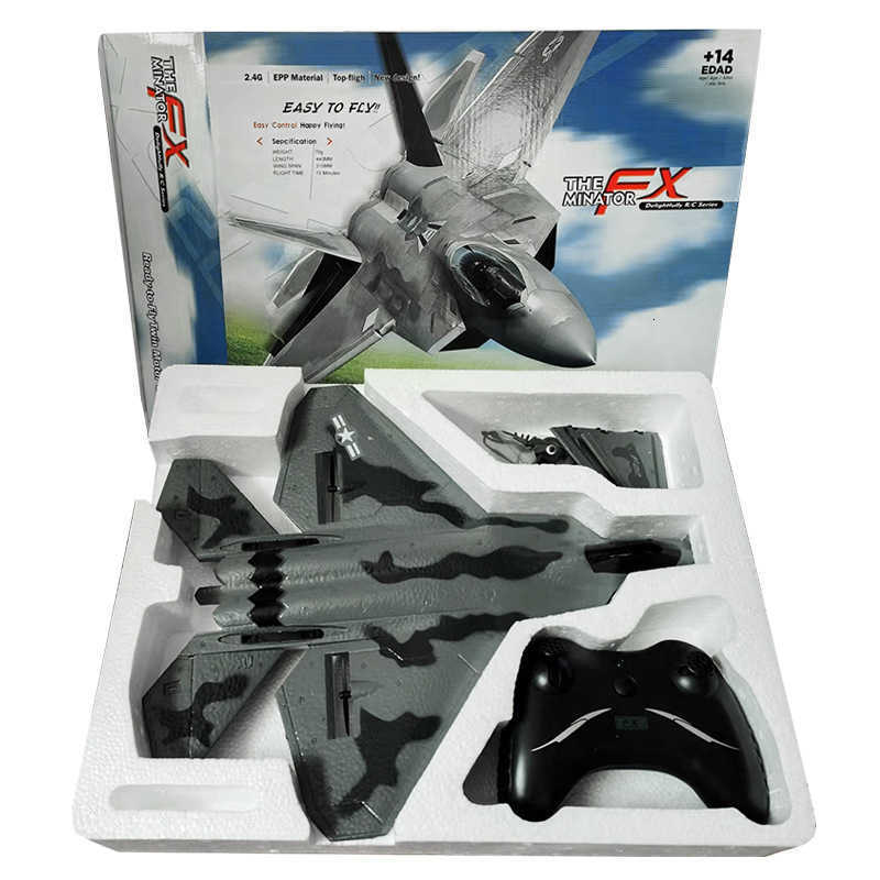 FX822 Remote Control Camouflage F22 Fighter Jet Fixed-Wing Foam Model Medium-Sized Children's Toy Airplane X250129