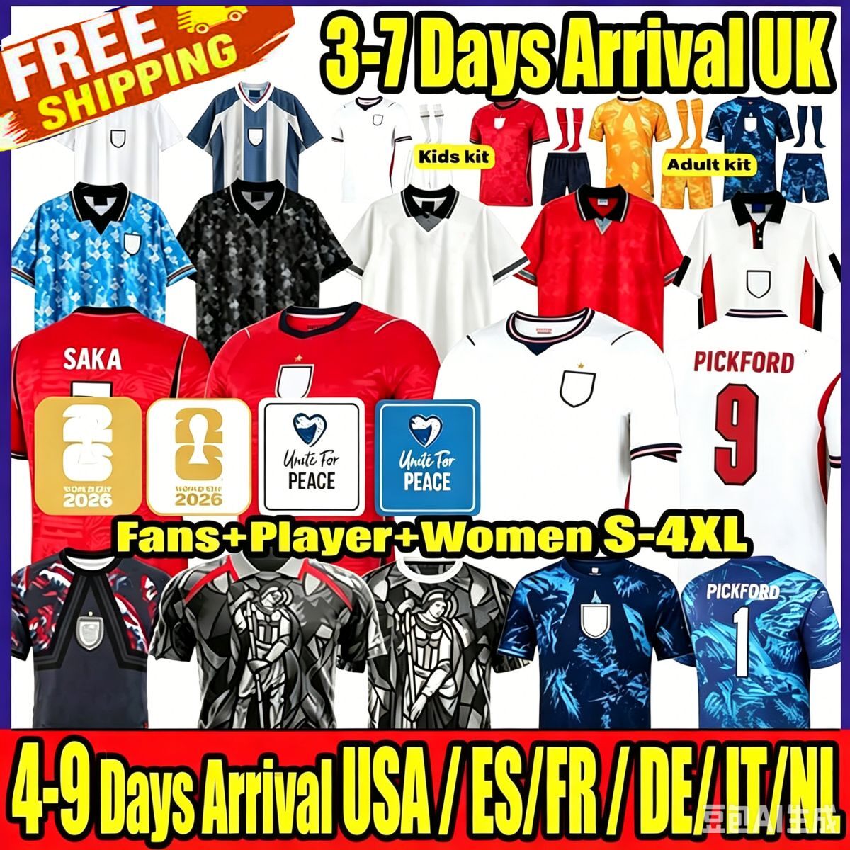 england football kit 2026 shirts england World Cup 2026 KANE BELLINGHAM 10 26 27 Football Shirt shorts Soccer Jerseys SAKA 7 RICE FODEN Girls Kids Free Shipping s-4xl