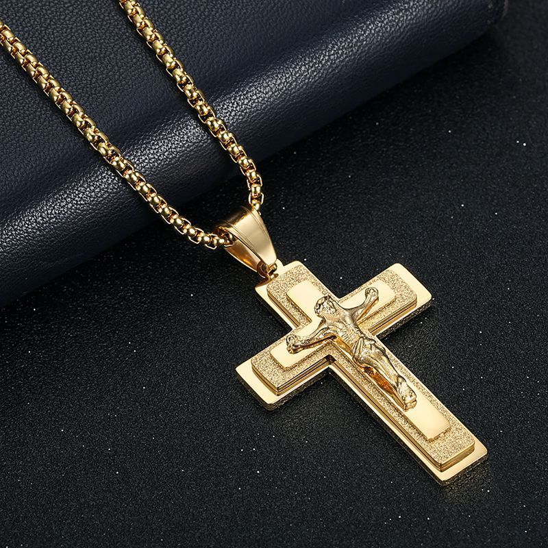 Brazilian wire-cut cast stainless steel cross Men Religious pendant necklace 250715