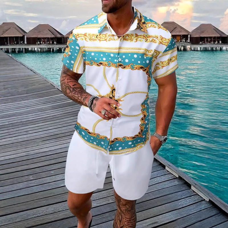 Versatile Plant Pattern 3D Printed Short Sleeve Shirt and Shorts Set 240809