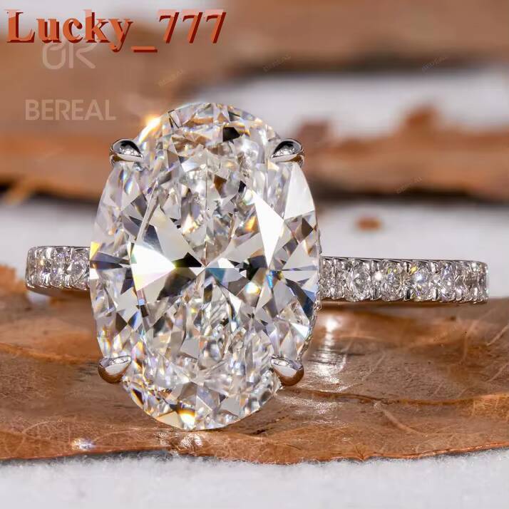 IGI Certified Lab Grown Diamond Pave Ring Women Hot Selling Oval Vvs Lab Created Diamond Solitaire Engagement Ring Jewelry