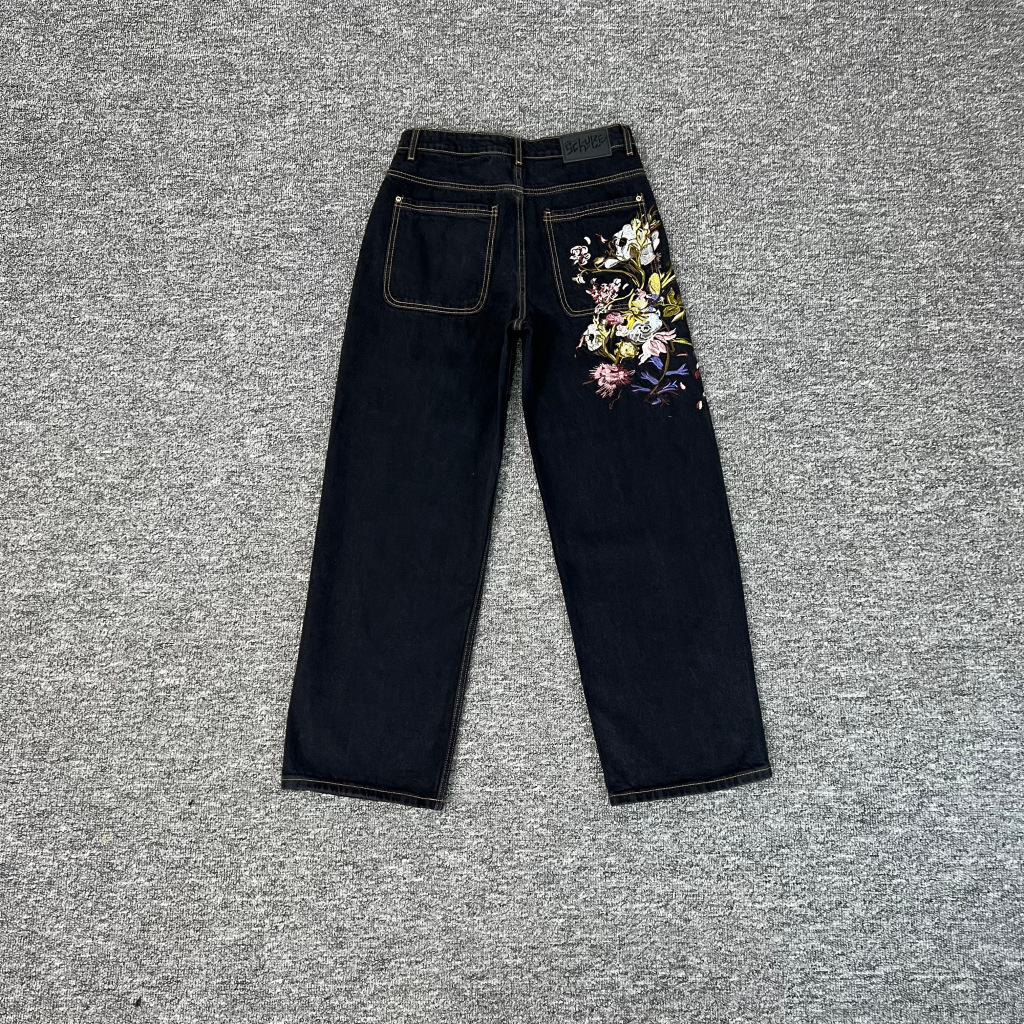 Men's Jeans Creative Volcano Starry Sky Pattern Embroidery High Street Fashion Design Straight Leg Y2K Men Women Hip Hop Streetwear
