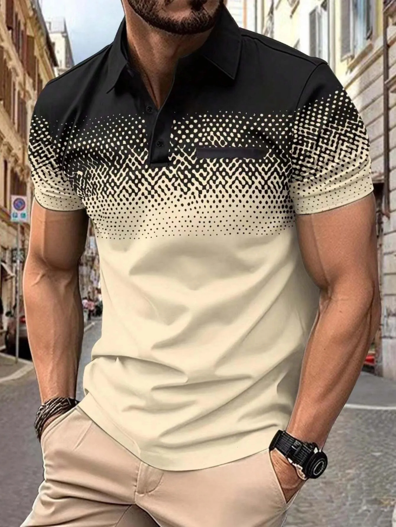 The mens POLO shirt for summer is breathable lightweight casual and fashionable with 3D printing 260615 - view 3