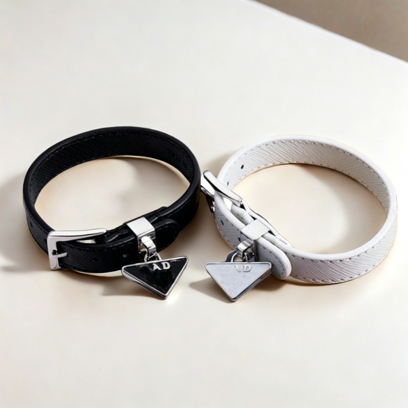 Designer leather pet collar with classic inverted triangle letter motif, adjustable design suitable for small, medium and large pets - view 5